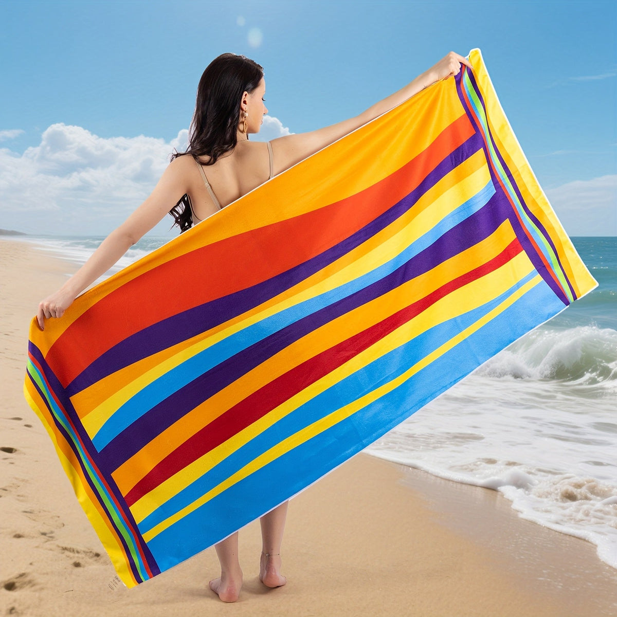 Aonana Striped Printed Quick-Dry Beach Towel