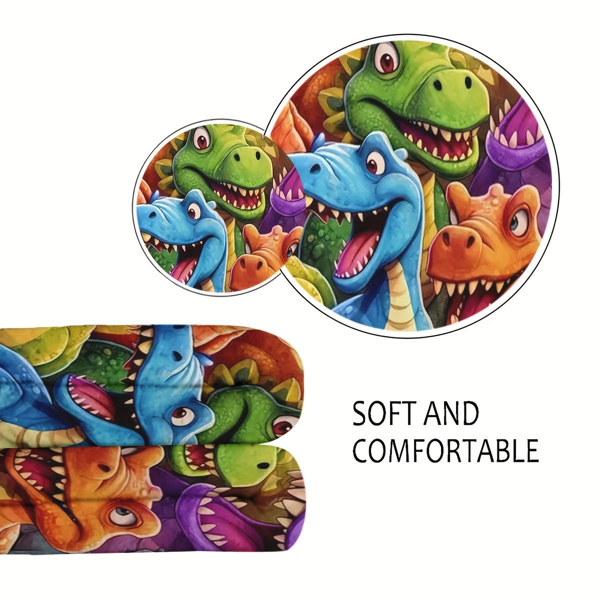 Aonana Cartoon Dinosaur Printed Flannel Blanket