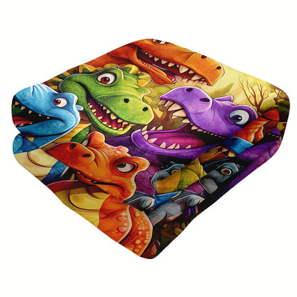 Aonana Cartoon Dinosaur Printed Flannel Blanket