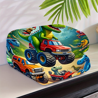 Aonana Dinosaur & Monster Truck Cozy Flannel Throw Blanket