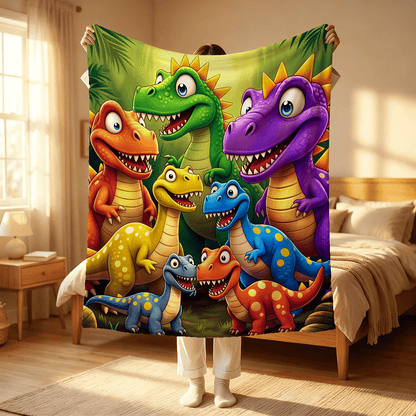 Aonana Adorable Dinosaur Print Flannel Blanket