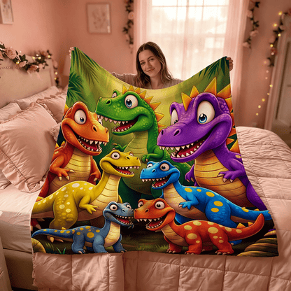 Aonana Adorable Dinosaur Print Flannel Blanket