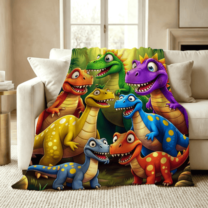 Aonana Adorable Dinosaur Print Flannel Blanket