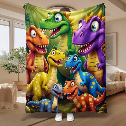 Aonana Adorable Dinosaur Print Flannel Blanket