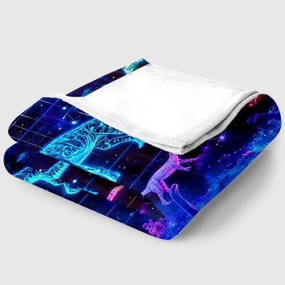 Aonana Digital Space Dinosaur Print Flannel Blanket