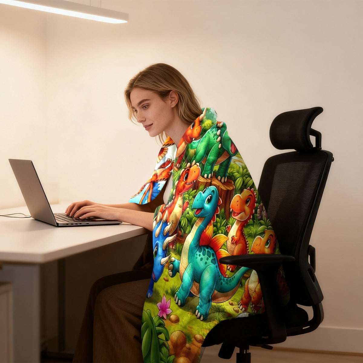 Aonana Cute Dinosaur Jungle Print Flannel Blanket