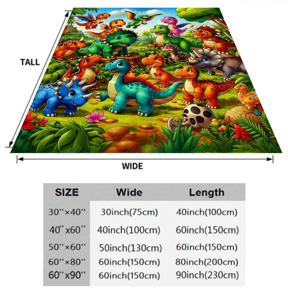 Aonana Cute Dinosaur Jungle Print Flannel Blanket