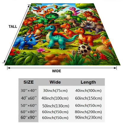 Aonana Cute Dinosaur Jungle Print Flannel Blanket