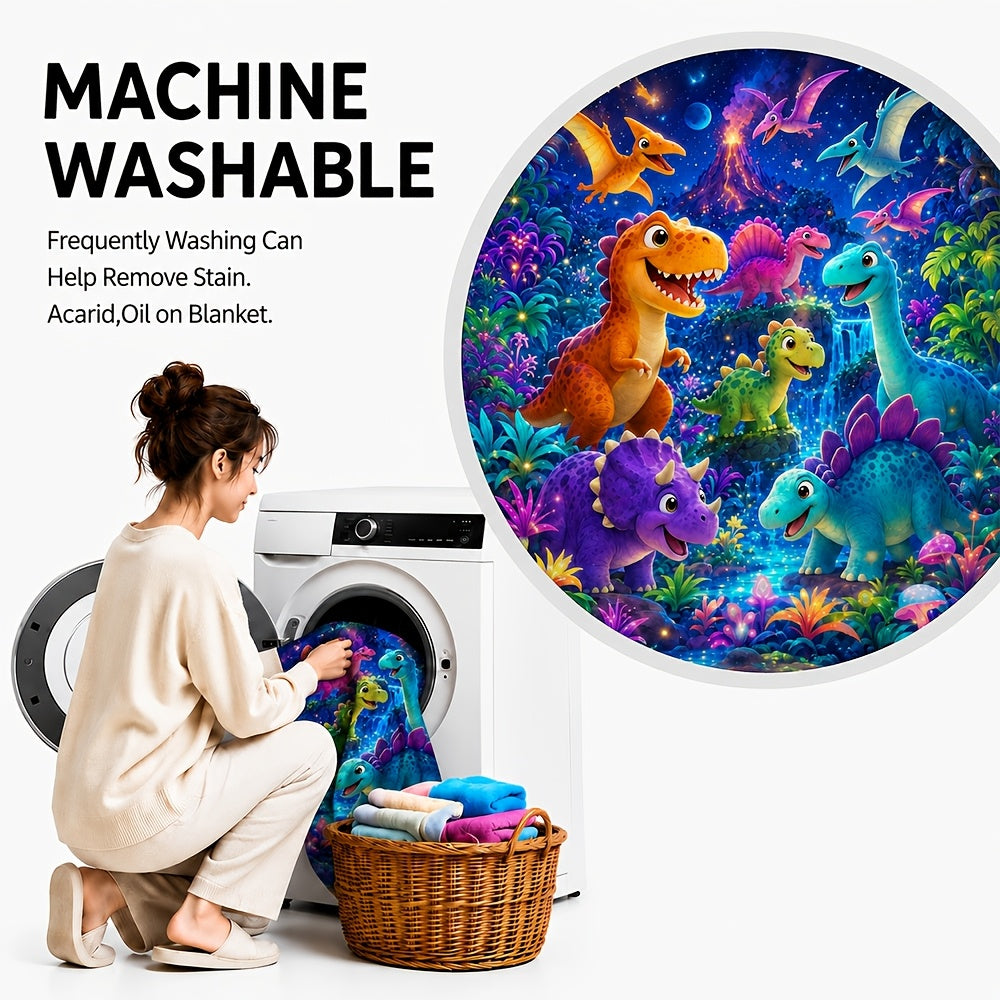 Aonana Dinosaur Jungle Print Cozy Flannel Throw Blanket