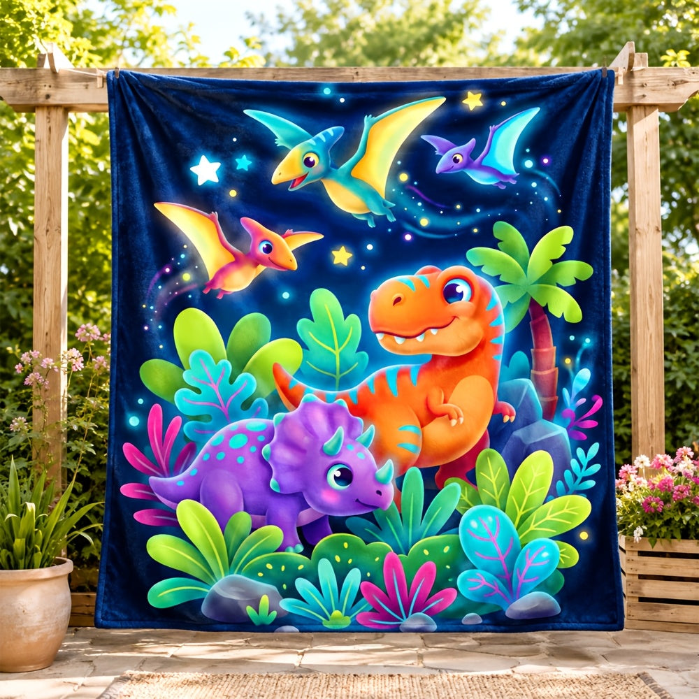 Aonana Fantasy Gaming Dinosaur Cozy Flannel Throw Blanket