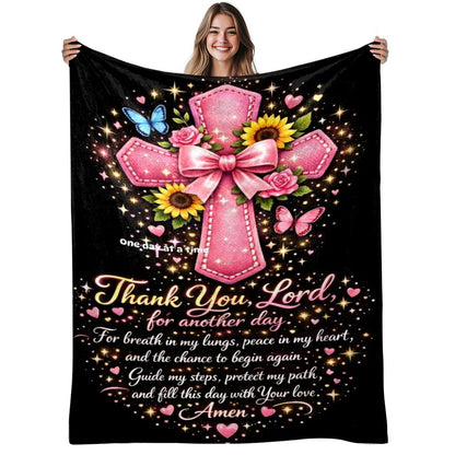 Aonana Christian “Thank You Lord” Printed Flannel Blanket