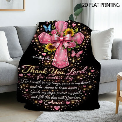 Aonana Christian “Thank You Lord” Printed Flannel Blanket