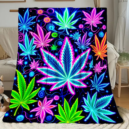 Aonana Secret Garden Leaf Art Soft Cozy Flannel Throw Blanket