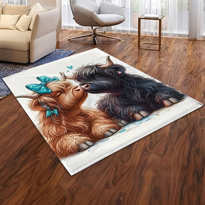 Aonana Kissing Highland Cow Flannel Blanket