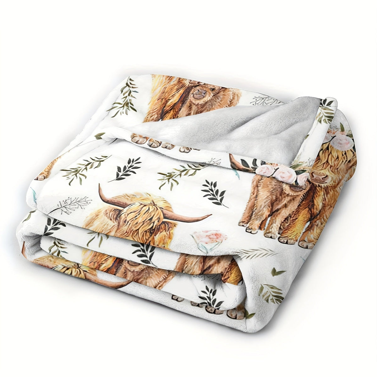 Aonana Mother&Daughter Highland Cow Flannel Blanket