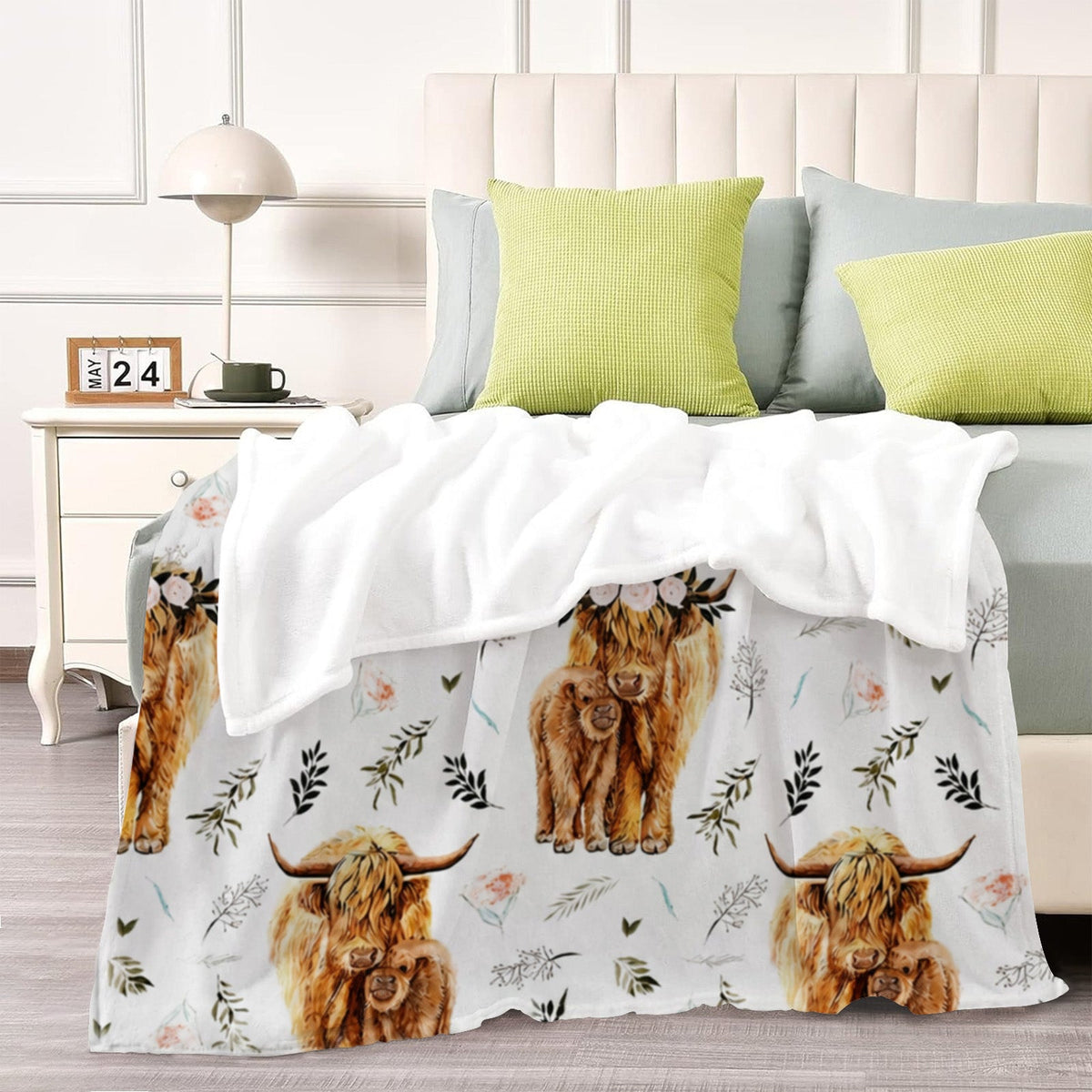 Aonana Mother&Daughter Highland Cow Flannel Blanket