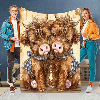 Aonana Twin Highland Cow Flannel Blanket