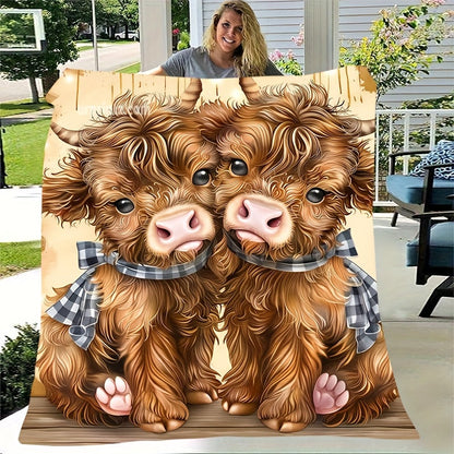 Aonana Twin Highland Cow Flannel Blanket
