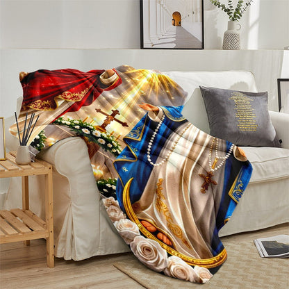 Aonana Holy Family Flannel Throw Blanket