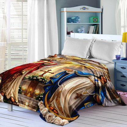Aonana Holy Family Flannel Throw Blanket