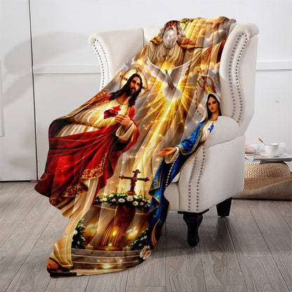 Aonana Holy Family Flannel Throw Blanket