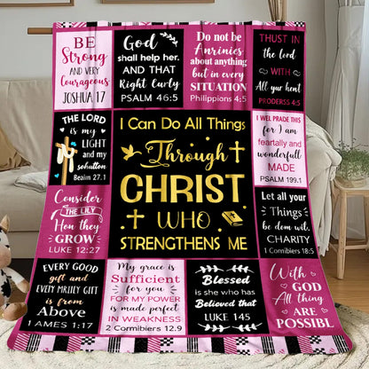 Aonana Christian “I Can Do All Things” Printed Flannel Blanket