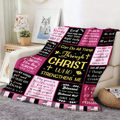 Aonana Christian “I Can Do All Things” Printed Flannel Blanket