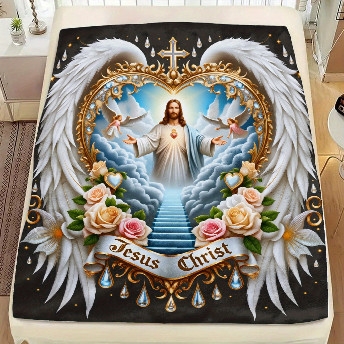 Aonana Jesus Christ Flannel Throw Blanket