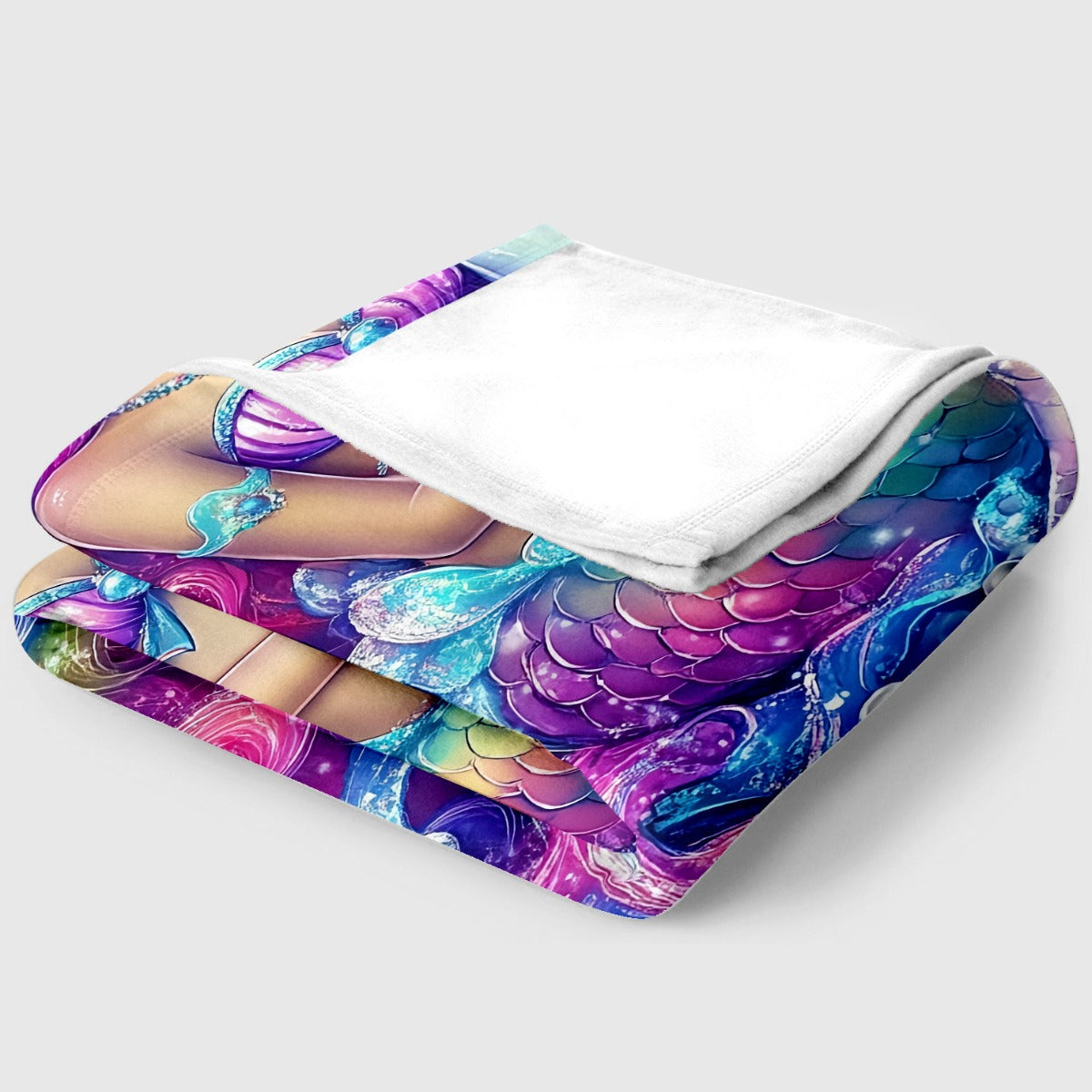 Giftoluck Mermaid Unicorn Cozy Flannel Throw Blanket