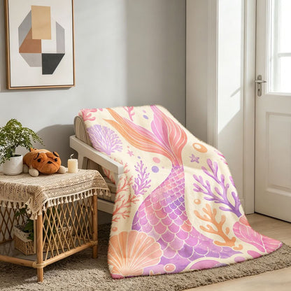 Aonana Luxury Mermaid Tail Cozy Flannel Throw Blanket