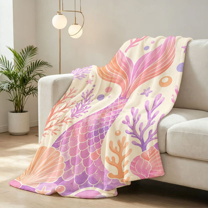 Aonana Luxury Mermaid Tail Cozy Flannel Throw Blanket