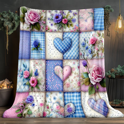 Aonana Secret Garden Vintage Floral Patchwork Flannel Throw Blanket