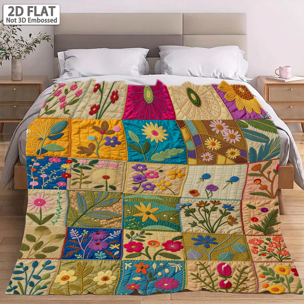Aonana Secret Garden Vintage Floral Patchwork Flannel Throw Blanket