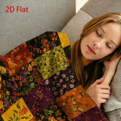 Aonana Secret Garden Vintage Floral Patchwork Flannel Throw Blanket