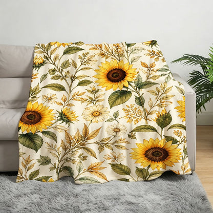 Aonana Secret Garden Sunflower Soft Cozy Flannel Throw Blanket