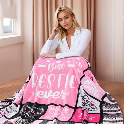 Aonana "World's Best Bestie Ever" Friendship Gifts Flannel Throw Blanket