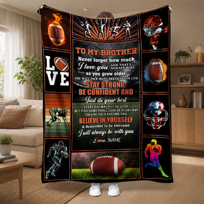 Aonana “To My Brother” American Football Flannel Throw Blanket