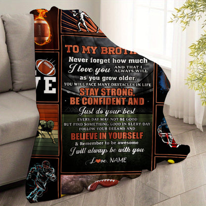 Aonana “To My Brother” American Football Flannel Throw Blanket