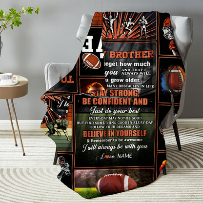 Aonana “To My Brother” American Football Flannel Throw Blanket