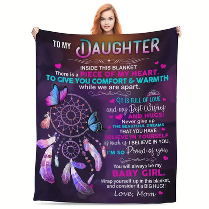 Aonana “To My Daughter” Butterfly Flannel Blanket