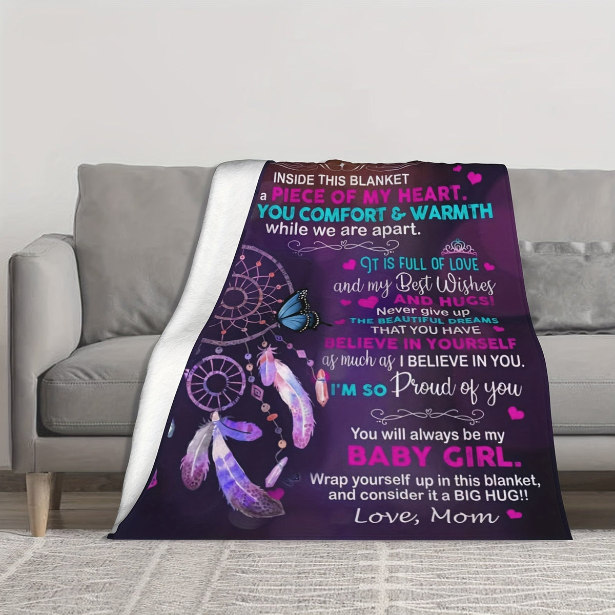 Aonana “To My Daughter” Butterfly Flannel Blanket