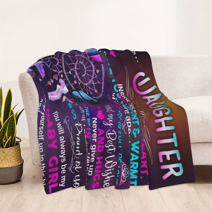 Aonana “To My Daughter” Butterfly Flannel Blanket