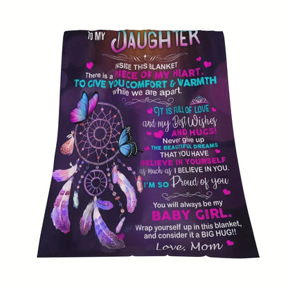Aonana “To My Daughter” Butterfly Flannel Blanket