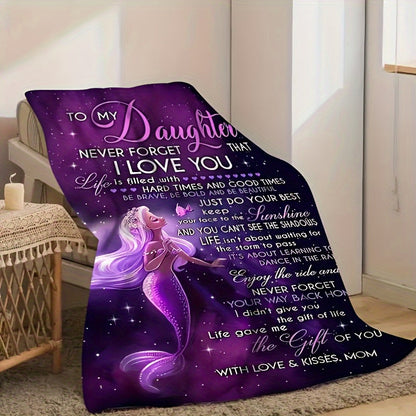 Aonana “To My Daughter” Mermaid Flannel Blanket