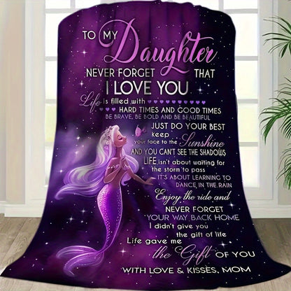 Aonana “To My Daughter” Mermaid Flannel Blanket