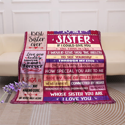 Aonana “To My Sister” Love & Inspirational Flannel Throw Blanket
