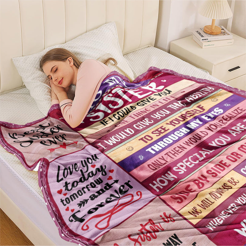 Aonana “To My Sister” Love & Inspirational Flannel Throw Blanket