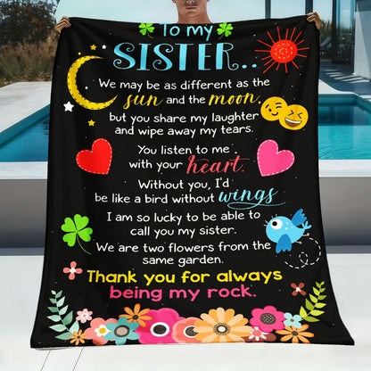 Aonana “To My Sister” Love Message Art Flannel Throw Blanket