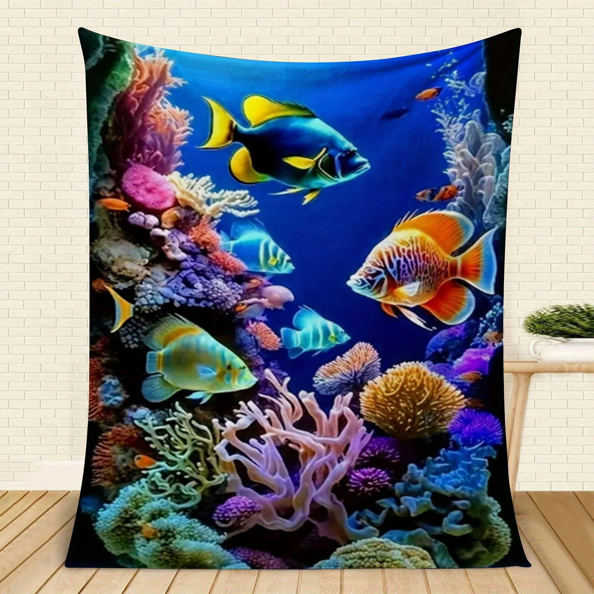 Aonana Ocean Tropical Fish Cozy Flannel Blanket