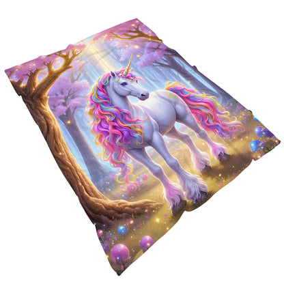 Giftoluck Cozy Unicorn Fairy Flannel Throw Blanket